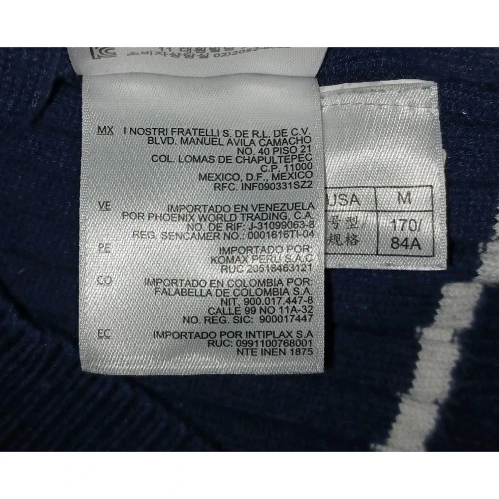 Brooks Brothers Women Sweater Size Med Navy‎ White Round Neck Stretch Nautical